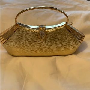 Gold evening bag.